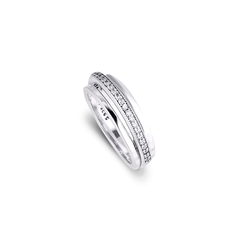 خاتم نسائي من الفضة الإسترليني عيار 100% ، خاتم ثلاثي ، حفل زفاف ، شحن مجاني ، 925