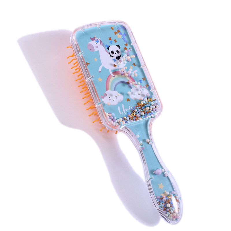 Escova de cabelo do unicórnio do arco-íris para crianças massageador de cabeça portátil pente de bebê escova de banho para meninas