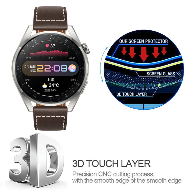 화면 보호기 강화 유리 필름, Huawei Watch 3 Pro, Honor Watch Magic 2 용, 9H, 46mm, 3 개
