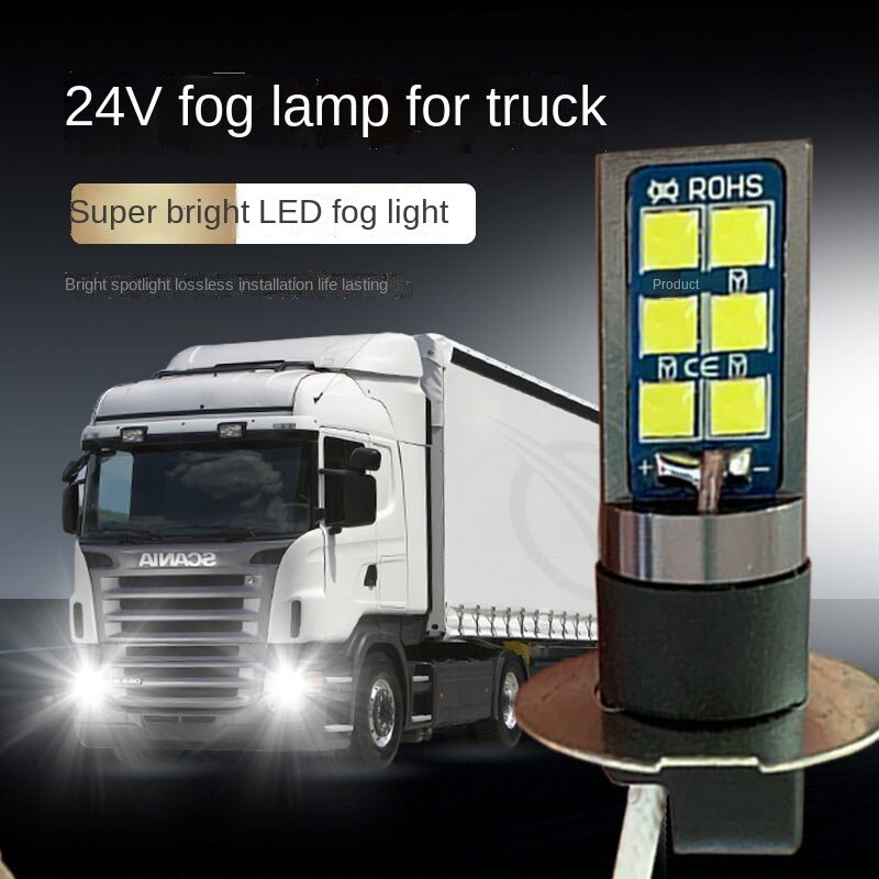 2pcs  H3 LED Bulb Super Bright  Car Fog Lights DC 12V-24V 6000K Running Light Auto Fog Lamp Day Running Light