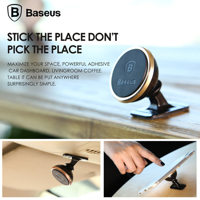 Baseus ผู้ถือโทรศัพท์ Universal Magnetic Car Stand สำหรับ iPhone Samsung Magnet Mount รอบผู้ถือรถแดชบอร์ด
