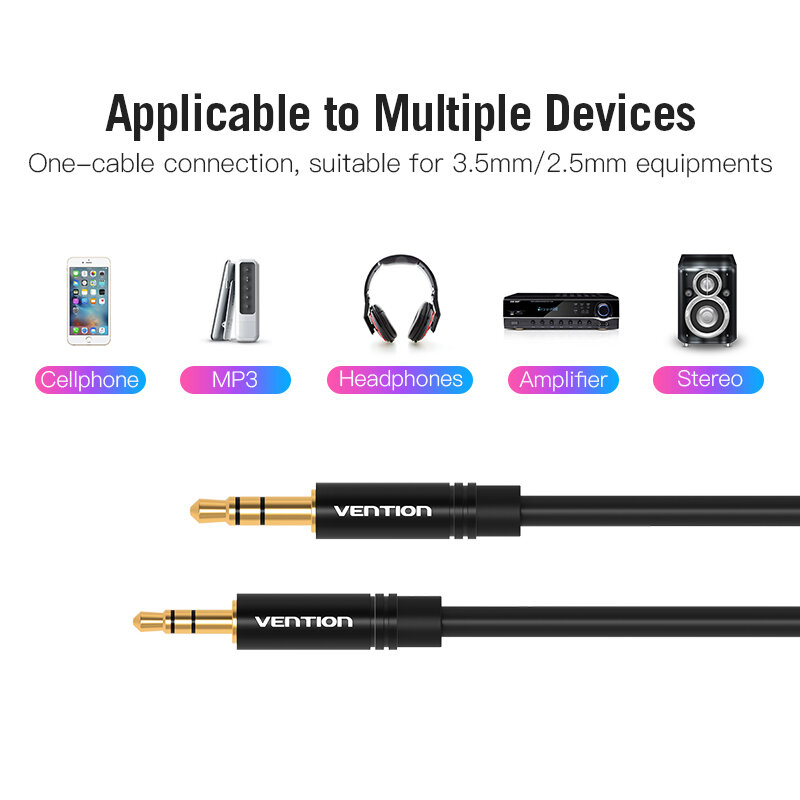 Vention 3.5 to 2.5 Aux Cable Jack 3.5 mm to Jack 2.5 mm Audio Cable Jack 3.5 for Headphone Aux Speaker Connector Cord 2.5 to 3.5