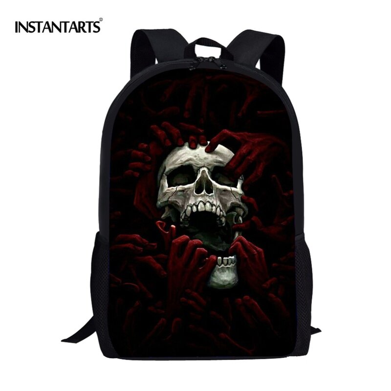 Черный дизайнерский школьный рюкзак Funk с черепом, классные Брендовые повседневные сумки на плечо с 3D-принтом для подростков, 16 дюймов, ранец, рюкзак