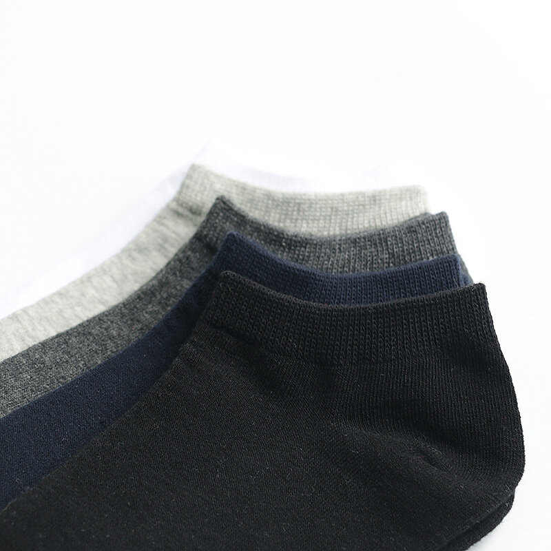 Calcetines cortos de algodón para hombre, medias finas informales de negocios, Color blanco y negro, 1 lote, 5 pares
