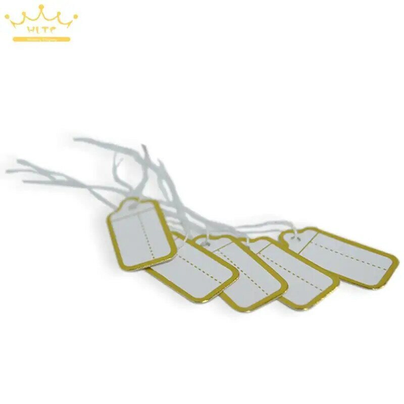 100 pces/50 pces jóias amarradas preço tags com corda ouro mercadoria pano etiqueta preço