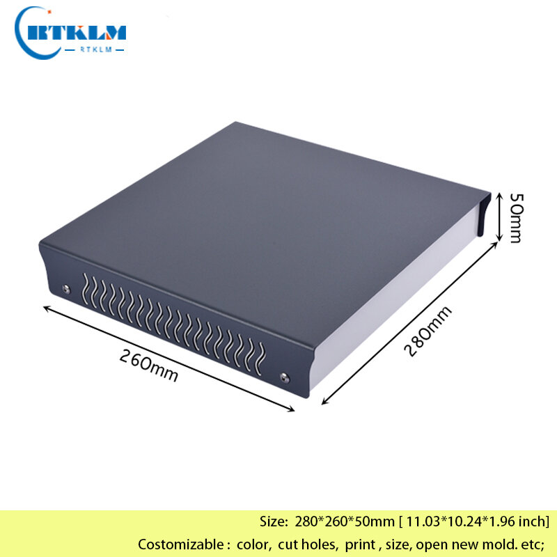 Caja de escritorio electrónica de hierro, carcasa de instrumentos, caja de Proyecto de hierro, almacenamiento, caja de conexiones DIY, 280x260x50mm