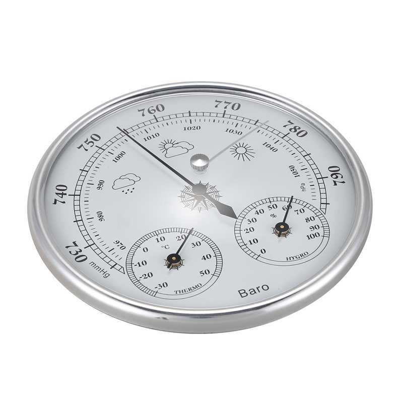 Montado na parede do agregado familiar termômetro higrômetro alta precisão medidor de pressão ar tempo instrumento barômetro