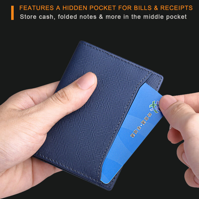 William Polo carteira masculina 6 suportes de cartão bolsa para homem couro luxo cartão de crédito carteira masculina pequena bolsa presente para marido preto