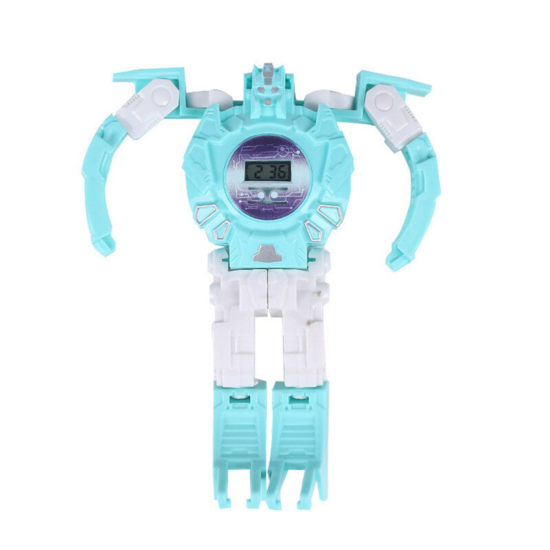 Dropshipping-변형 로봇 시계 퍼즐 변형 캐릭터 장난감, 소년 소녀 학생 선물 만화 피규어 전자 시계