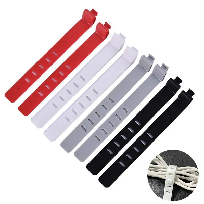 2PCS Silicone Phone Data Cable Winder Earphone Clip Charger Organizer Cable Tie