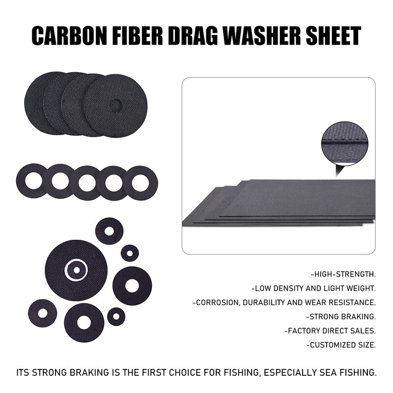 10Pcs Carbontex Fishing Reels Thickness 1mm 1.5 mm Fishing Gear Washers Brake Pads