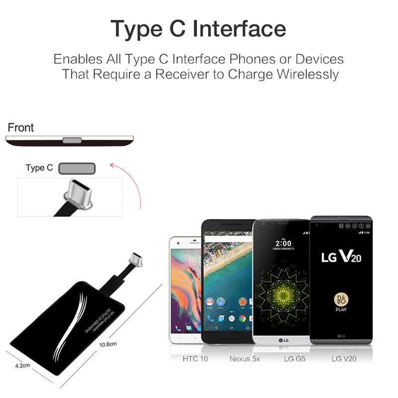 Qi Standard bobine de charge sans fil récepteur Pad adaptateur universel Module pour iPhone 5 6 7 Samsung Huawei téléphone Micro-USB type C