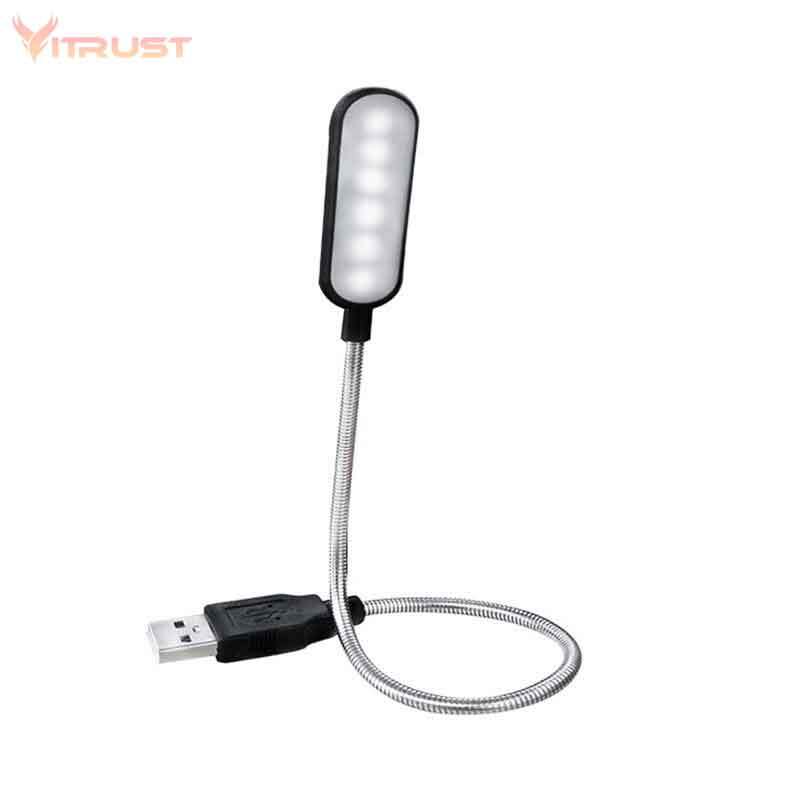 Lampu Baca USB Portabel Lampu Meja Lampu Buku Mini Fleksibel dengan 6 LED untuk Power Bank Laptop