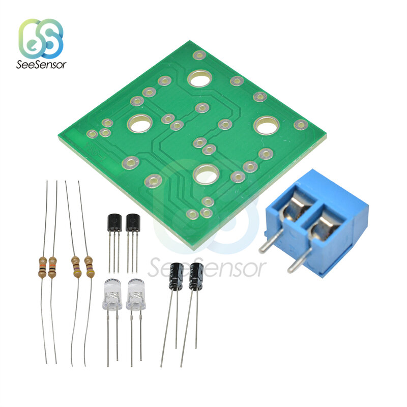 5mm conduziu o conjunto eletrônico da produção das peças 3-14v dos jogos da placa de circuito dos leds de piscamento do kit diy do módulo de circuito da luz flash simples
