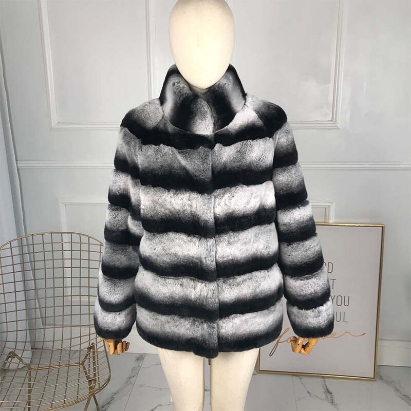 Manteau en vraie fourrure naturelle de lapin rex pour femme, col montant, haute qualité, 100% authentique, offre spéciale