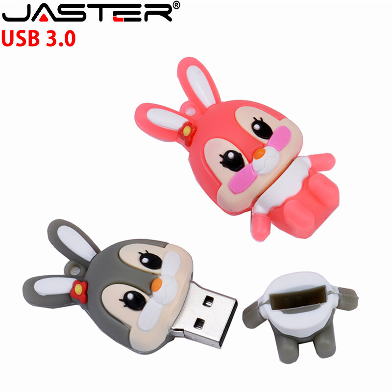 JASTER Promosi Penyimpanan Eksternal Kartun Mini USB 3.0 4GB 8GB 16GB 32GB 64GB 128GB Hadiah Flash Drive USB Kelinci Lucu