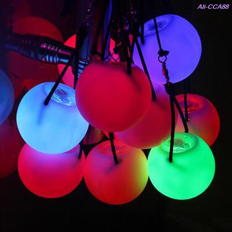 Bola POI LED luminosa para malabares, nivel de danza del vientre, bolas lanzadas a mano, Yoga, movimiento, accesorios de Fitness, luz luminosa, Bolas brillantes de neón