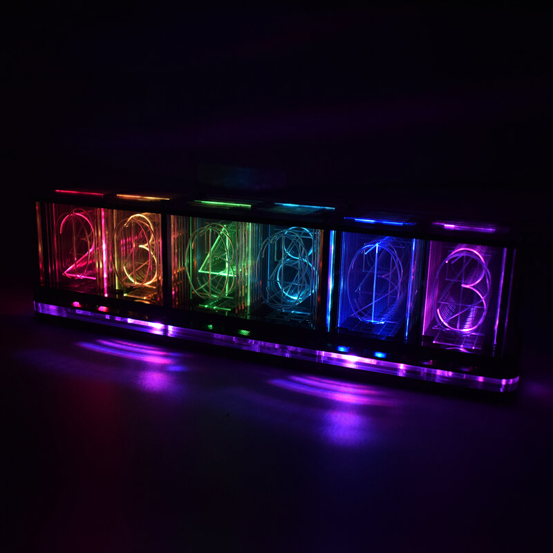 Full-Color RGB Glow Tube Relógio com LED Music Spectrum Função, Desktop Electronic Clock Kit, DIY Decoração para casa, DS3231