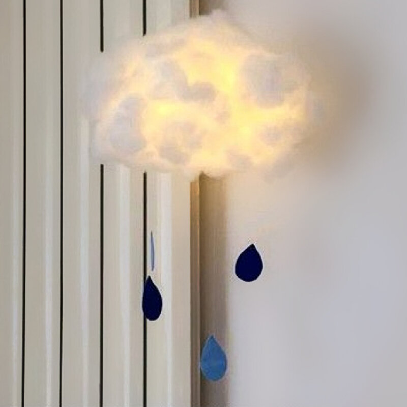Luz de noche para colgar en forma de nube de algodón bonita hecha a mano DIY de 2m para regalo de cumpleaños decoración del dormitorio del hogar Venta de Drop Shipping