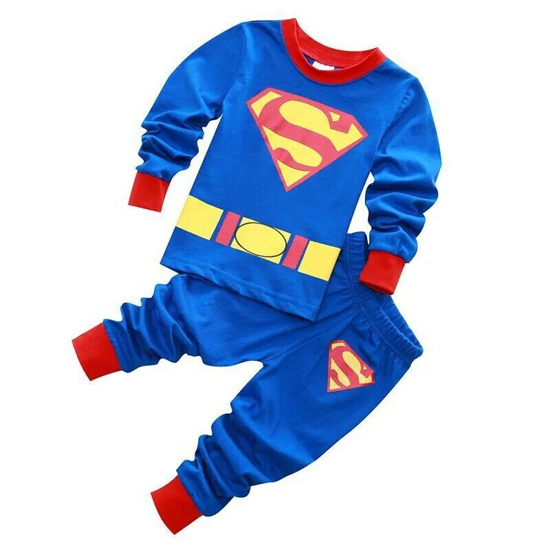 Avengerเด็กชุดนอนเด็กเสื้อผ้าเด็กสาวชุดนอนเด็กการ์ตูนชุดคาวบอยคาวบอยชุดนอนSuperman Toddleเสื้อผ้า