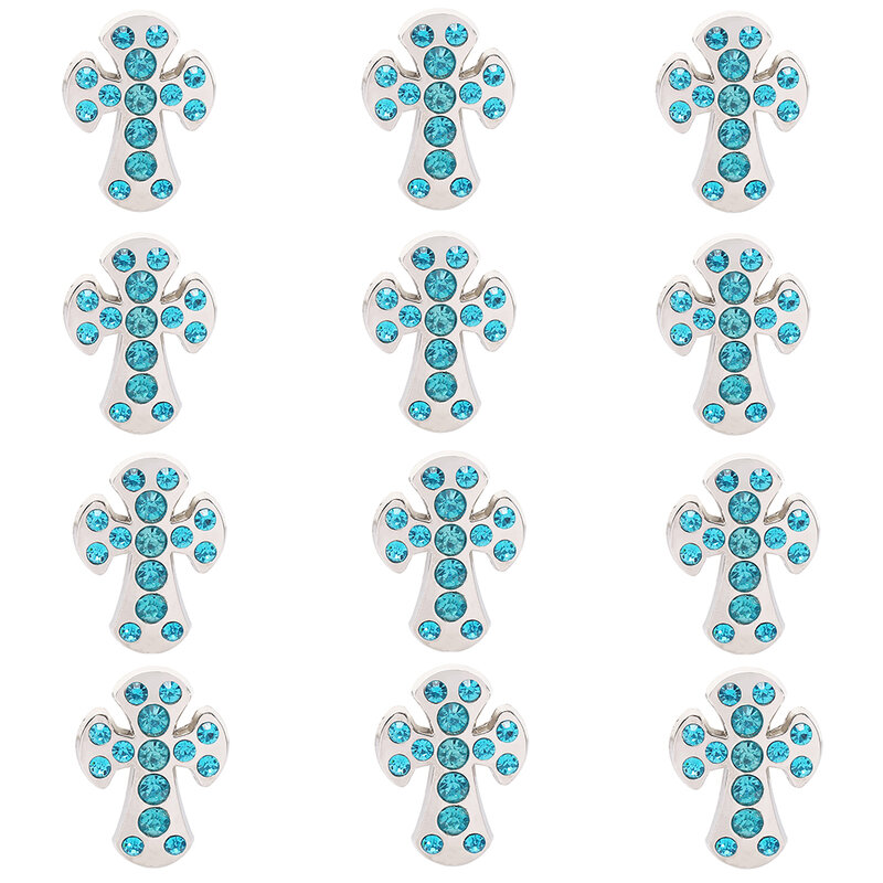 12Pcs/Banyak Biru Putih Berlian Imitasi Kristal Concho dengan Sekrup Rhystone Dekorasi Logam Belt Aksesoris