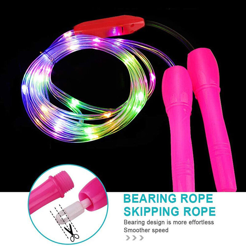 LED Luminous Jump Ropes Skipping Rope Cable for Kids Night Exercise Fitness Training Sports HA