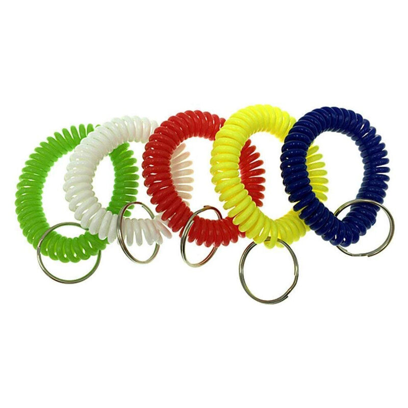 Pack von 2 Flexible Dehnbar Kunststoff Frühling Spirale Handgelenk Spule Band Schlüssel Kette Ring Tag für Sport Yoga Sauna Pool büro Schule