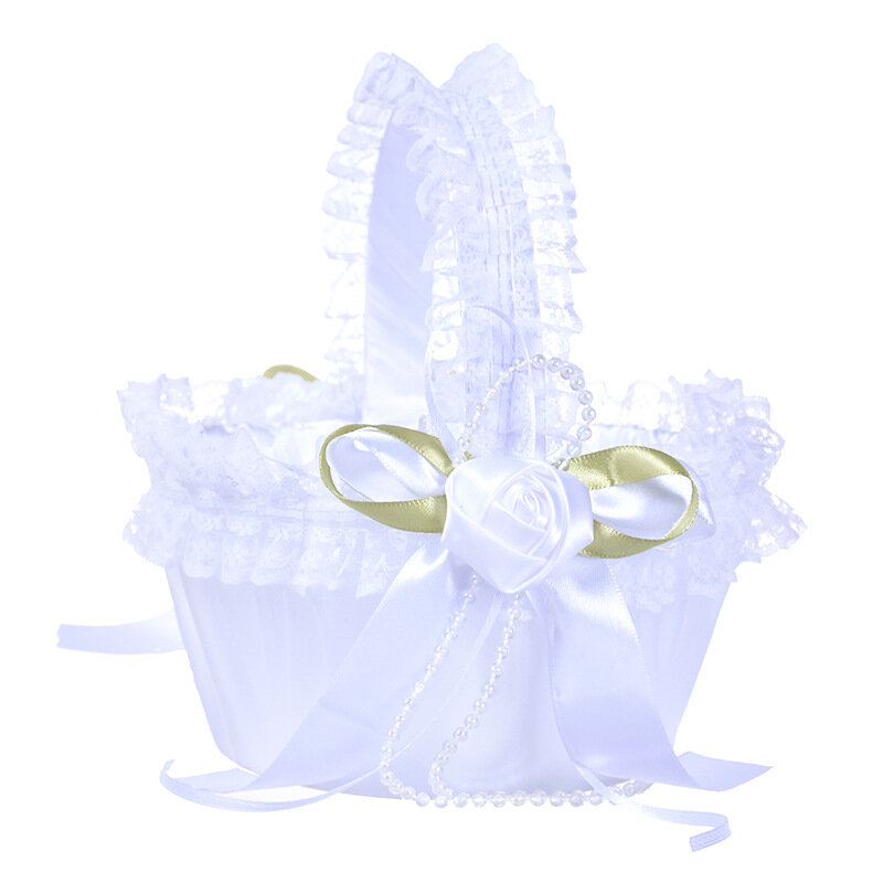 1pcs Bride Flower Basket Western Wedding Fashion Party Kids Sprinkle Ribbon Flower Basket Wedding Supplies