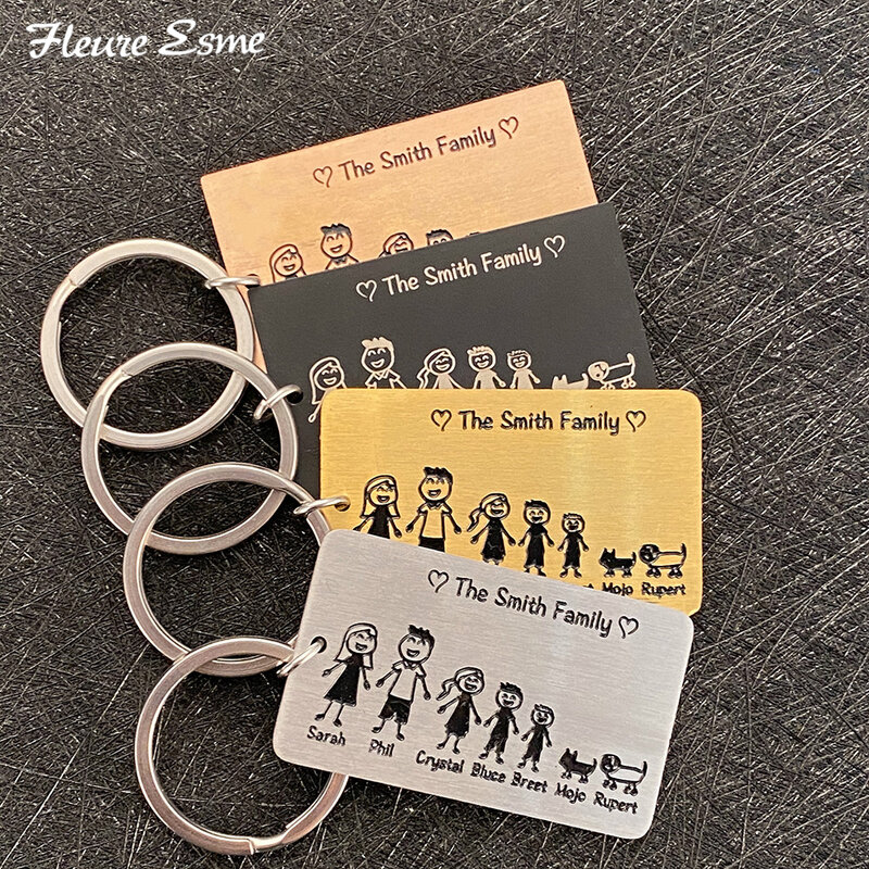 Персонализированный семейный брелок для ключей, милый брелок с именем на заказ, подарки для родителей, детей, сумки, шарм, подарок для членов семьи