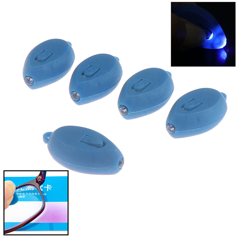 5 Buah Gantungan Kunci UV Mini Gantungan Kunci LED Senter Flash Obor Lampu Uji Cahaya Anti Biru