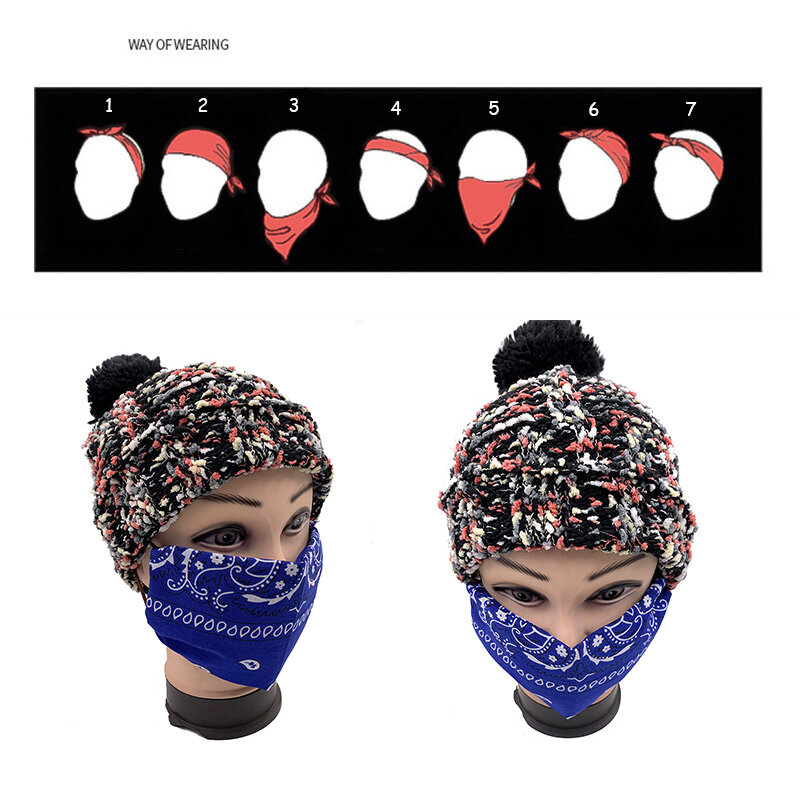 55*55cm Fashion Black Scarf 100% Cotton Hip-Hop Paisley Square Scarf Punk DIY Wrap Band Head Hair High Quality Scarf