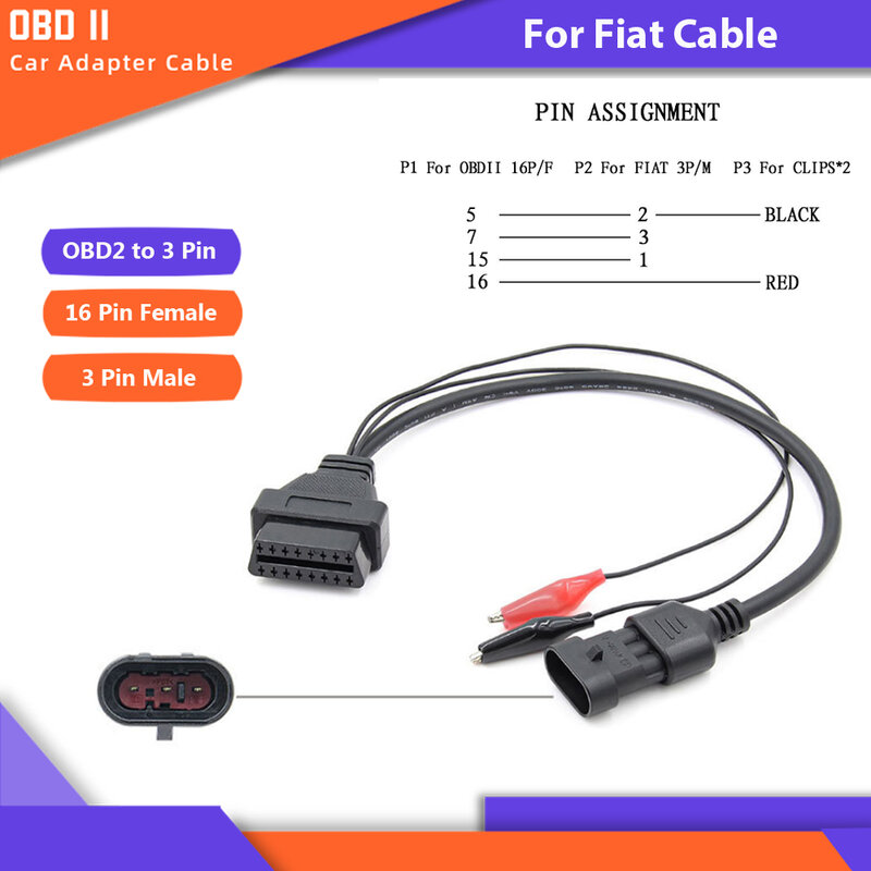 Cable adaptador de diagnóstico OBD2 para coche, accesorio para Fiat 3pin, Honda, GM 12pin, Renault, BMW 20pin, Benz 38pin, Nissan 14PIN