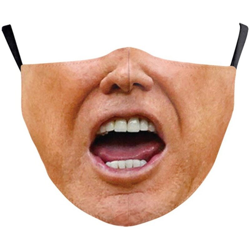 Funny Face Expression หน้ากากผู้หญิงแฟชั่นผู้ใหญ่ปากฮาโลวีนคอสเพลย์ปาร์ตี้ล้างทำความสะอาดได้ Men ป้องกันฝุ่น Mouth Mask