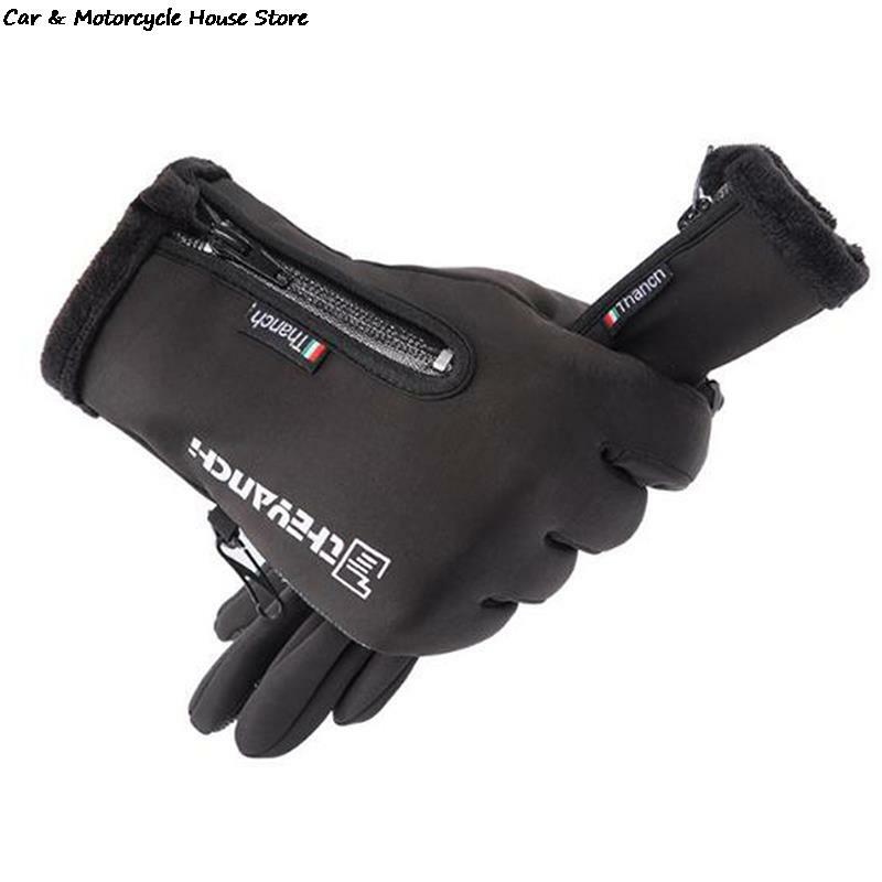 Перчатки зимние уличные, водонепроницаемые, с флисовой подкладкой, для сенсорного экрана, Нескользящие, для езды на мотоцикле