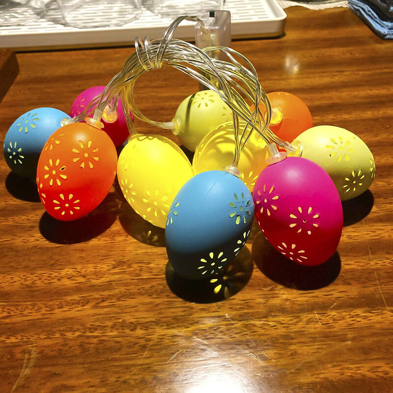 PheiLa – guirlande lumineuse à œufs ajourés, couleurs de printemps, lampe suspendue à piles, pour décor de printemps, extérieur, intérieur, chambre à coucher