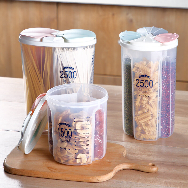 Caja de almacenamiento sellada, tanque de almacenamiento de alimentos para cereales secos, tazas de medida, herramienta de cocina para el hogar