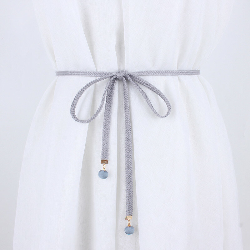 Moda donna cinture intrecciate per abiti nappa corda in vita torsione femminile tessitura nodo cintura corda di cotone accessori per ragazze