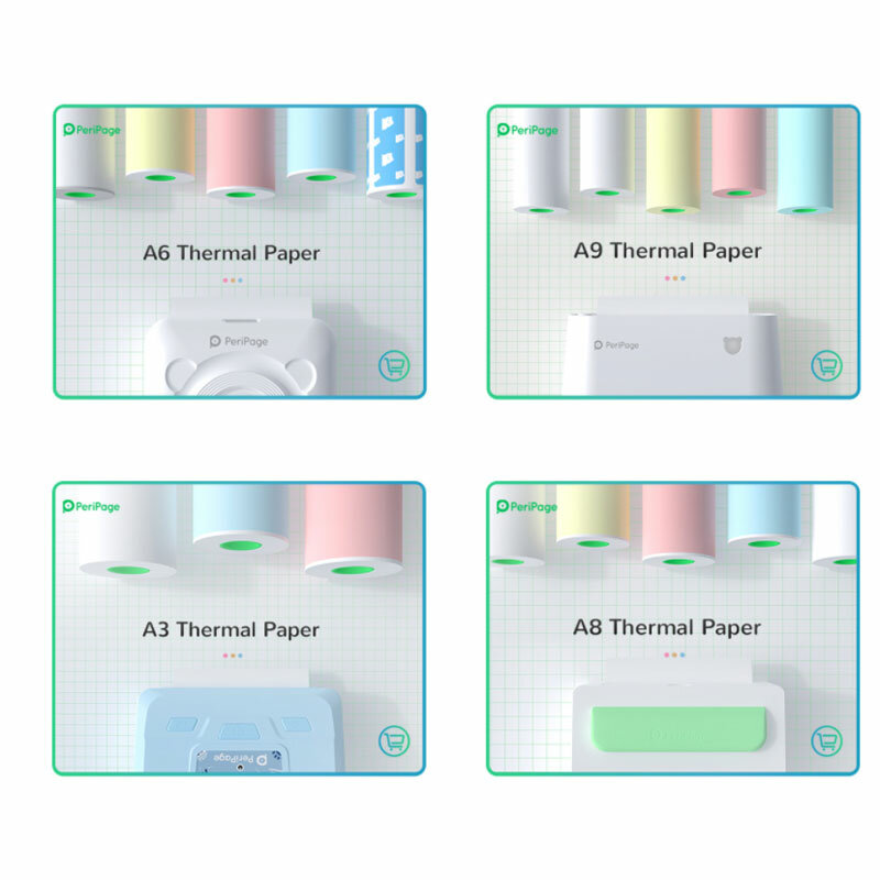 BPA ฟรีทุกชนิด PeriPage อย่างเป็นทางการความร้อนสีขาวกระดาษสีสติกเกอร์ป้ายว่างเปล่าสำหรับ A6 A3 A8 A9 Max เครื่องพิมพ์