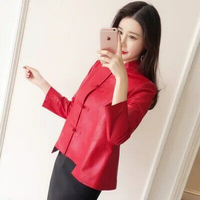 Tao Ting Li Na Women Spring Genuine Real Sheep Leather Jacket R14