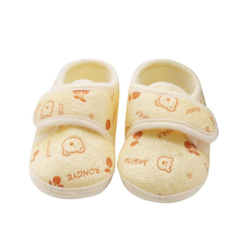 Sapatos macios antiderrapantes de algodão para bebês meninas com laço, sapatos de berço para bebês de 0-18 meses