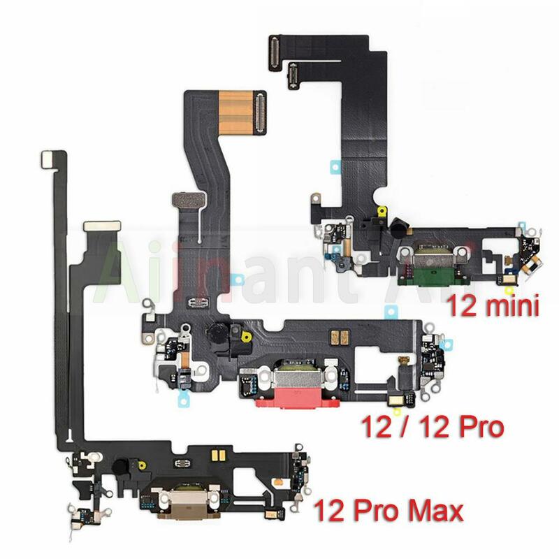 AiinAnt-Cable flexible de carga para iPhone 12 Pro, 12 Pro Max, mini piezas de reparación, micrófono inferior, Cargador USB, Sub placa, Puerto conector, Dock