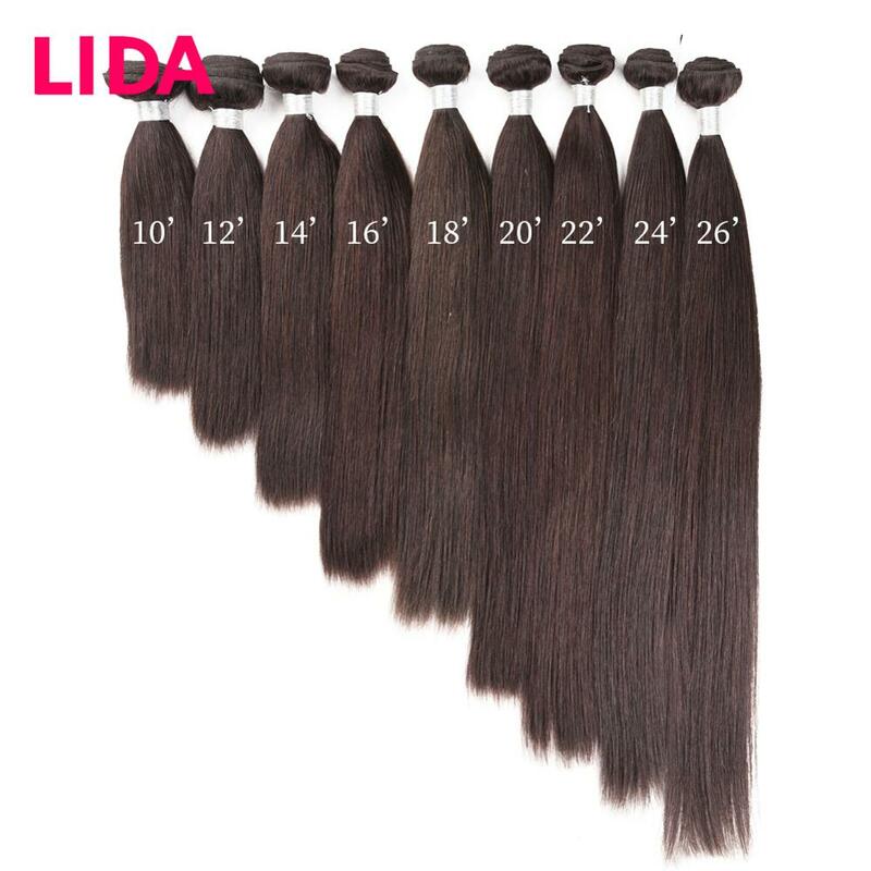 Lida fasci di capelli lisci cinesi estensioni dei capelli umani Non Remy 100 g/pezzo tre pacchi affare per le donne