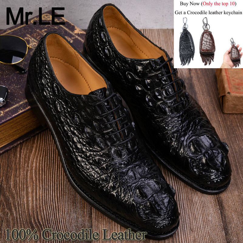Crocodile Shoes Men Dress 100% Genuine Leather Derby Casual Formal Brand Party Wedding Luxury Men's Oxford Alligator Shoes