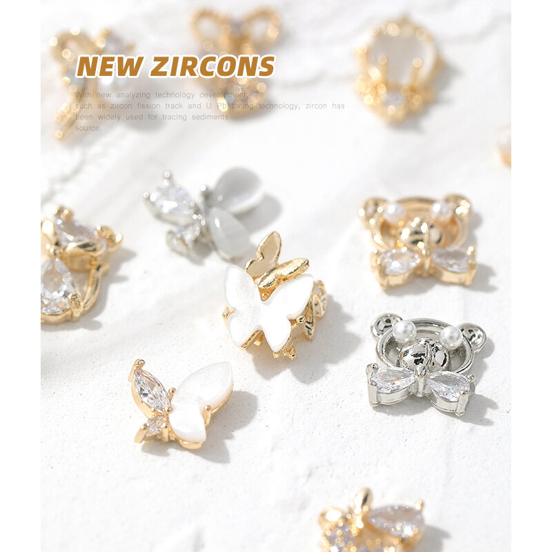 HNUIX-2 piezas de Metal 3D para decoración de uñas, joyería de zirconia con diamantes de imitación, colgante de borla de aleación de circón, accesorio para uñas