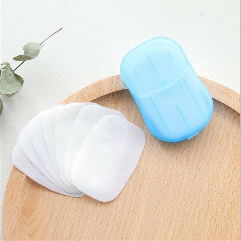 20Pcs Travel Accessories Disposable Soap Paper Washing Hand Bath Clean Scented Slice Sheets Mini Paper Soap Packing Organizer