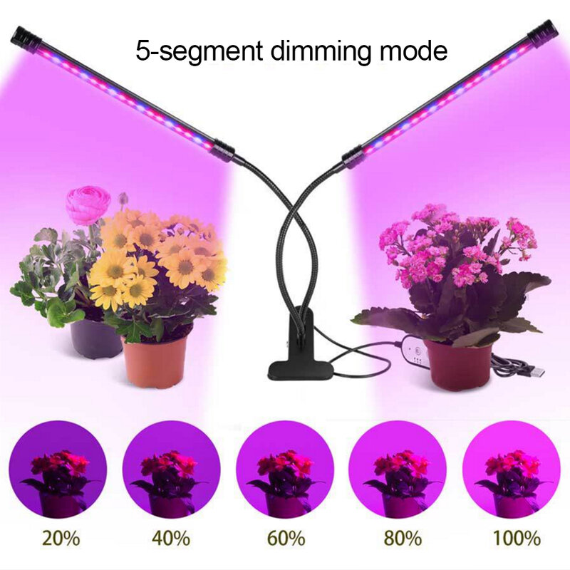 Luz LED de espectro completo USB de 5V para cultivo, lámpara Phyto de sincronización para plántulas de interior, flores y vegetales, caja de tienda, Fitolampy de atenuación