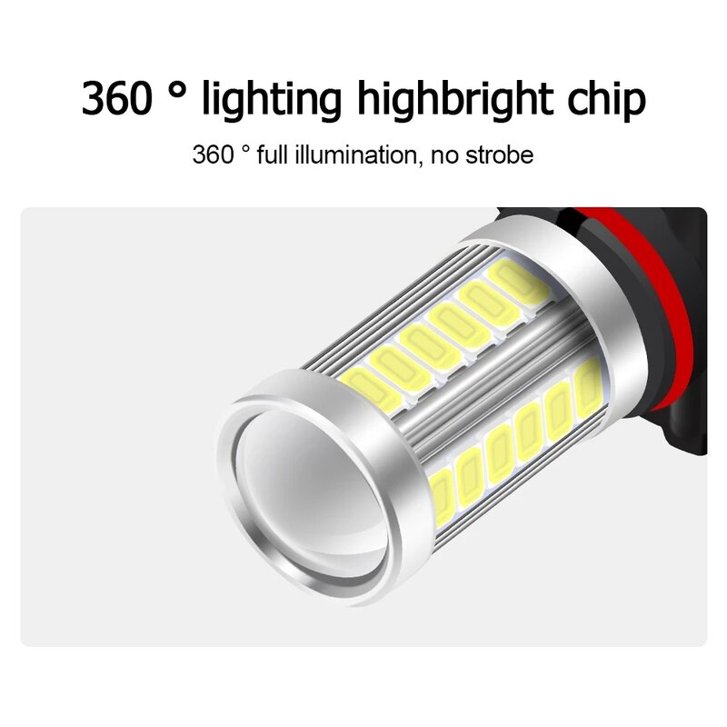 Bombillas LED H8 H11 HB4 9006 HB3 9005 H16 JP H9, luces antiniebla DE CONDUCCIÓN 5730 33SMD, luz trasera de estacionamiento de coche, 12V, 6000K, blanco, 2 uds.