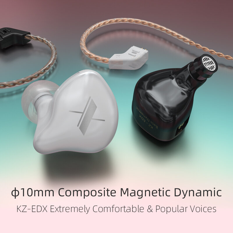 Kz edx cristal cor 1dd alta fidelidade graves fones de ouvido no monitor esporte com cancelamento ruído fone ouvido