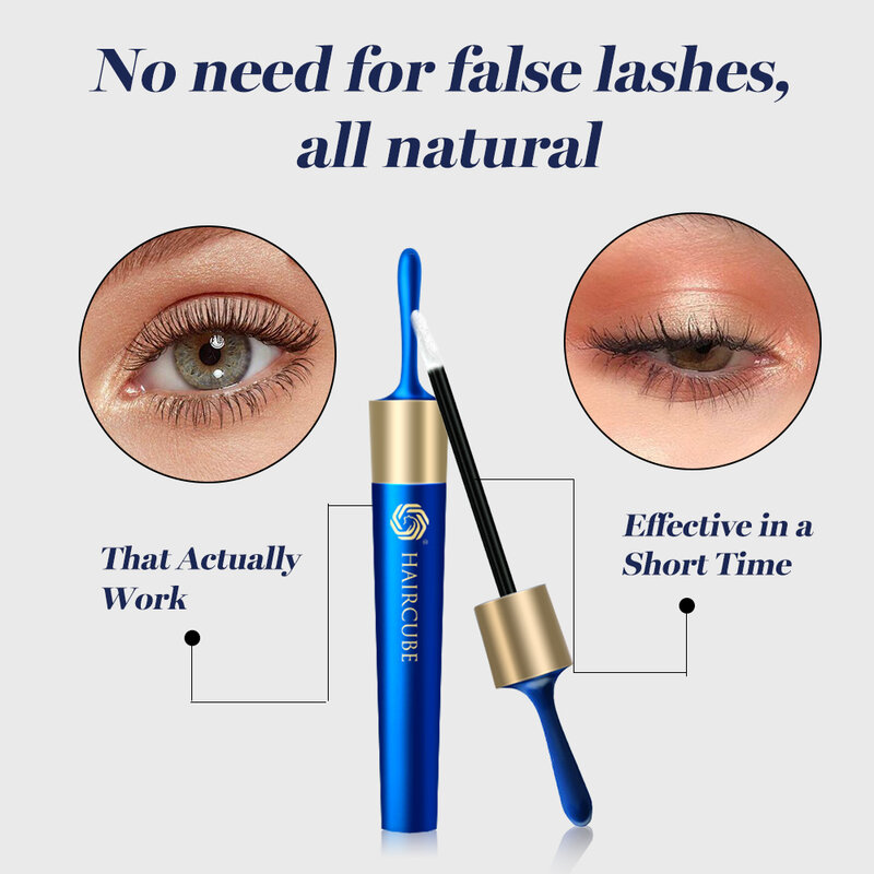 HAIRCUBE Eyelash Growth Serum Natural Ingredients No Irritation Eyebrow Nourishing Enhancer for Longer Thicker Lashes Makeup