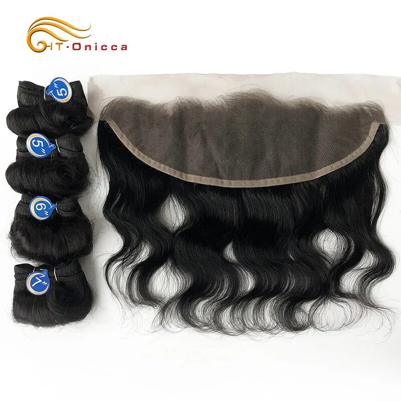Body Wave Bundels Met Sluiting Braziliaanse Hair Weave Bundels 13X4 Kant Frontale Met Bundels Remy Human Hair Extensions